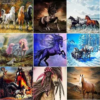 DIY 5D Алмазная картина Принцесса Животное Лошадь Вышивка крестом Мозаика Украшение дома Подарок Full Round 20x20CM