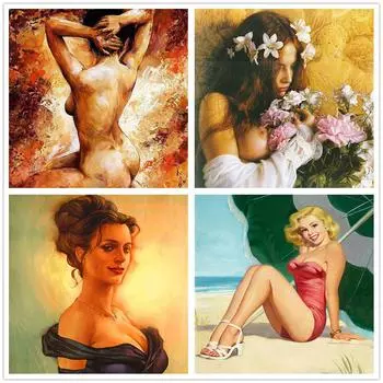 DIY 5D Алмазная картина Сексуальная женщина Вышивка Крестом Мозаика Украшение дома Подарок Full Round 20x20CM