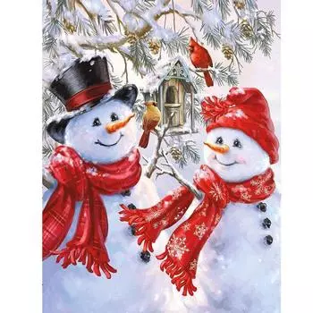 DIY 5D Алмазная картина Снеговик Мозаика Рождественская Алмазная вышивка 20X30CM