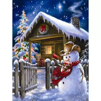DIY 5D Алмазная картина Снеговик Полный круглый горный хрусталь Алмазная вышивка 20X30CM
