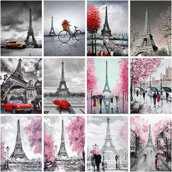 Diy 5d Алмазная картина Уличная мозаика Наборы Архитектура Пейзаж Алмазная вышивка Домашний декор Full Round 20x25CM