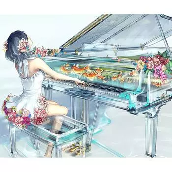 DIY 5D Алмазная картина Вышивка крестиком Пианино Мозаика Алмазная вышивка Рукоделие 20X30CM
