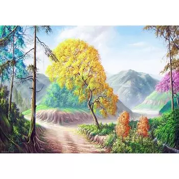 DIY 5D Алмазная картина Вышивка крестом Горная дорога пейзаж Мозаика Алмазная вышивка 20X30CM