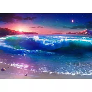 DIY 5D Алмазная картина Заходящее солнце Вышивка крестом Полный круглый Мозаика Алмазная вышивка 20X30CM
