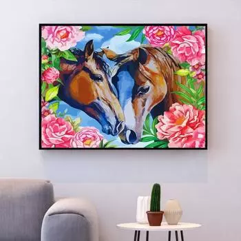 DIY 5D Алмазная картина «Запуск лошади» Алмазная вышивка Крестиком Горный хрусталь Мозаика Картина 20X30CM