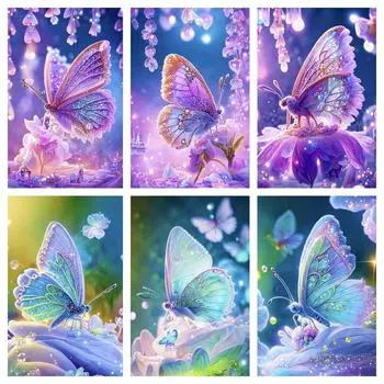DIY 5D Алмазная картина Животное Бабочка Полный круглый квадратный алмаз Вышитая вода Алмазная картина Украшение Фестивальный подарок Full Round 20x30CM
