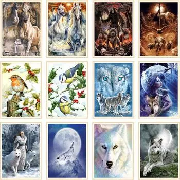 Diy 5d Алмазная картина Животное Полный круглый Алмазная мозаика Картина Вышивка Узор Вышивка 20X30CM красный