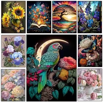 DIY 5D Алмазная картина Животное Птица Цветок Вышивка Стразами Картина Полная Круглая Алмазная Мозаика Домашний Декор 2024 Новинка Full Round 20x30CM
