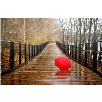 DIY 5D Алмазная картина Зонтик Пейзаж Полный круглый алмаз Домашнее украшение Вышивка 20X30CM