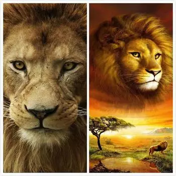 DIY 5D Алмазная мозаика Лев ручной работы алмазная живопись наборы крестиков Алмазная вышивка узоры стразы искусство 20X30CM красный