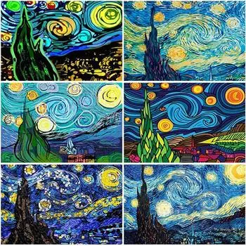 DIY 5D Алмазная вышивка Абстрактная картина маслом Ван Гога Искусство Звездная ночь вышивка крестиком полная круглая дрель из смолы домашний декор Full Round 15x20CM