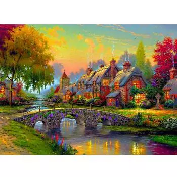 DIY 5D алмазная вышивка крестиком цветная живопись дом квадратная / круглая алмазная вышивка мозаика искусство украшения дома Full Square (20X30CM)