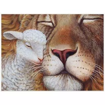 DIY 5D Алмазная вышивка Лев Краска Алмазная мозаика Овцы Вышивка крестом Настенный декор 20X30CM