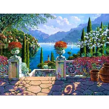 Diy 5d Алмазная вышивка Вишневый парк Пейзаж Алмазная картина Мозаика Искусство 20X30CM