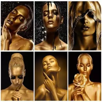 Diy 5D Алмазная вышивка золото женские круглые наборы для алмазной живописи вышивка крестиком мозаичная фигурка домашний декор художественный подарок Full Round 20x30CM