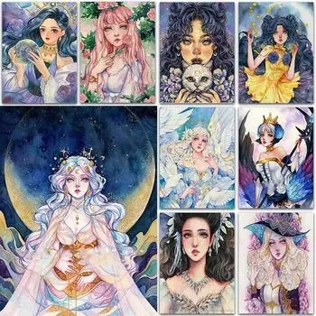 DIY 5D алмазная живопись элегантная девушка Алмазная мозаика наборы крестиков украшение дома полная круглая алмазная вышивка Round 20x30cm