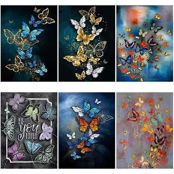 DIY 5D алмазная живопись Бабочка Алмазная художественная вышивка полная круглая дрель стразы животное вышивка крестиком домашний декор подарок Full Round 15x20cm