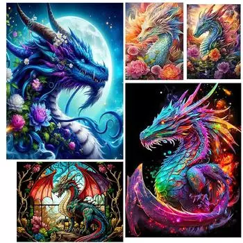 DIY 5D алмазная живопись цветок дракона алмазная живопись мозаика вышивка комплект ручной работы украшение для дома гостиная подарок Full Round 20x30CM