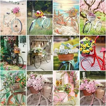 DIY 5D алмазная живопись цветок велосипед Алмазная вышивка полная круглая мозаика картина со стразами вышивка крестом домашний декор Full Round 20x30CM