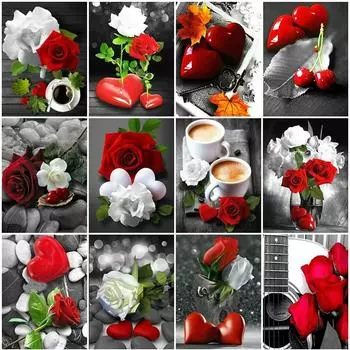 DIY 5D алмазная живопись цветы и ваза Алмазная вышивка красный пейзаж комплект для вышивки крестом Алмазная мозаика украшение дома