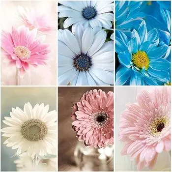 DIY 5D алмазная живопись цветы полная квадратная/круглая мозаика из смолы со стразами Алмазная вышивка Дейзи вышивка крестиком украшение дома Full Round 20X30CM красный