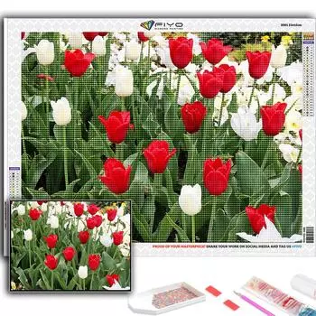 DIY 5D алмазная живопись цветы тюльпаны набор для вышивки крестом полная дрель вышивка мозаика художественная картина стразы подарок Full Round 20X30CM