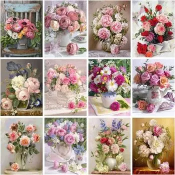 Diy 5d алмазная живопись цветы в вазе полная дрель круглая алмазная вышивка распродажа мозаика взрослые дети ремесленный комплект Full Round 20x30CM