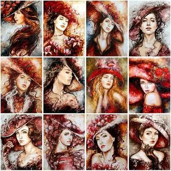 DIY 5D алмазная живопись девушка вышивка крестиком Алмазная вышивка рукоделие мультфильм картина стразами подарок ручной работы домашний декор Full Round 20X30CM красный