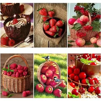 DIY 5D алмазная живопись фрукты яблоко Алмазная вышивка мозаика горный хрусталь цветок полный круглый украшение из смолы для дома Full Round 20x30CM