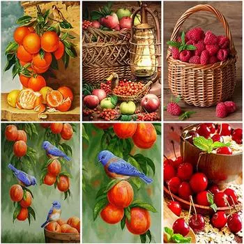 DIY 5D алмазная живопись фрукты вышивка крестом горный хрусталь фотографии полная круглая мозаика Алмазная вышивка Кухня домашний декор Full Round 20x30CM