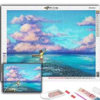 DIY 5D алмазная живопись Художественная луна и звездное небо набор для вышивки крестом полная дрель вышивка мозаика художественная картина стразы подарок Full Round 20X30CM