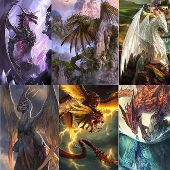 DIY 5D алмазная живопись Король драконов Алмазная мозаика наборы крестиков украшение дома полная круглая алмазная вышивка Round 20x30cm