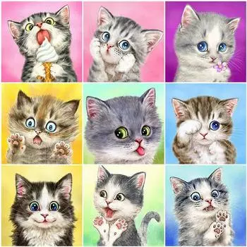 DIY 5D алмазная живопись кошка Алмазная вышивка животных мозаика полная круглая/квадратная дрель вышивка крестиком смола стикер на стену домашний декор Full Round 30x30CM красный