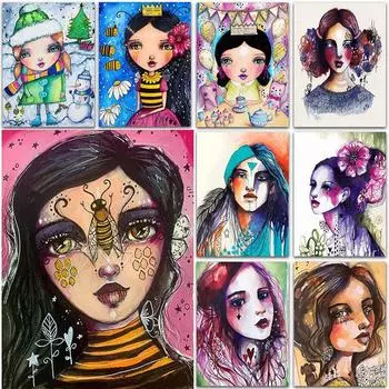 DIY 5D алмазная живопись красивая девушка Алмазная мозаика наборы для вышивки крестом украшение дома полная круглая алмазная вышивка Round 20x30cm