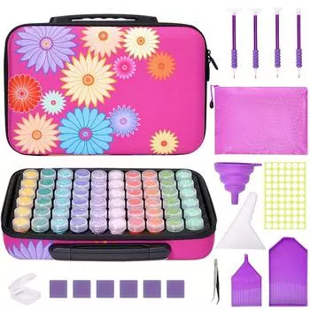 DIY 5D алмазная живопись красочные цветы ящик для хранения инструментов чемодан аксессуары для алмазной живописи большая сумка комплект круглый инструмент для хранения бутылок
