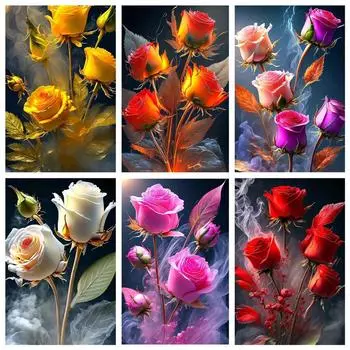 DIY 5D алмазная живопись красочные цветы тюльпана Новый 2023 Мозаика Искусство Алмазная вышивка Наборы для вышивки крестом Кристалл Домашний декор U80 square 40x30cm белый