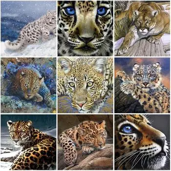 DIY 5D алмазная живопись Леопардовые животные полная круглая дрель Алмазная художественная вышивка крестиком горный хрусталь мозаика подарок ручной работы Full Round 20x20CM