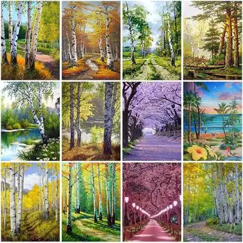 DIY 5D алмазная живопись «Лес», полная круглая дрель, живописная Алмазная вышивка, наборы для вышивки крестом, мозаика, настенное искусство из смолы, домашний декор Full Round 20x30CM