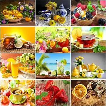 DIY 5D алмазная живопись лимонная Алмазная вышивка фрукты вышивка крестиком картина стразы мозаичные картины кухонный декор подарок Full Round 20x30CM