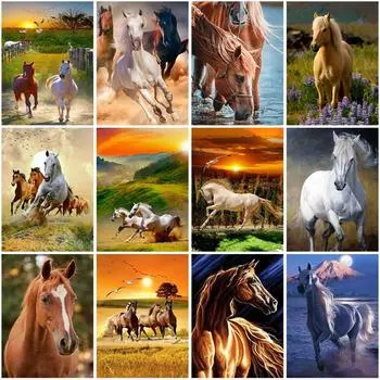 DIY 5D алмазная живопись лошадь полная круглая дрель Алмазная вышивка животные мозаика горный хрусталь картина домашний декор настенный художественный подарок Full Round 20x30CM