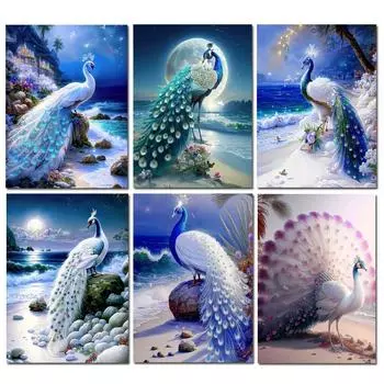 DIY 5D алмазная живопись мечта Приморский павлин Алмазная вышивка животное вышивка крестиком полная дрель смола домашний декор ручное искусство Full Round 20x30CM
