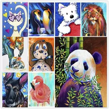 DIY 5D алмазная живопись мультфильм животные Алмазная мозаика наборы крестиков украшение дома полная круглая алмазная вышивка Round 20x30cm