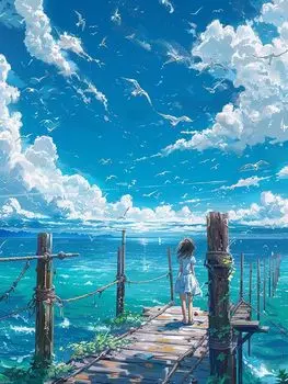 DIY 5D алмазная живопись набор для вышивки крестом голубое небо пирс картина полная вышивка кристаллами горный хрусталь DIY художественное ремесло домашний декор стены (30х40см)