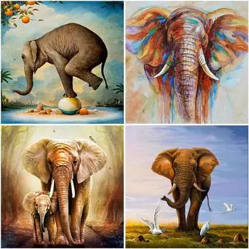 DIY 5D алмазная живопись полная дрель животное Алмазная вышивка крестиком украшения в виде слона настенное искусство подарок домашний декор Full Round 20x20CM