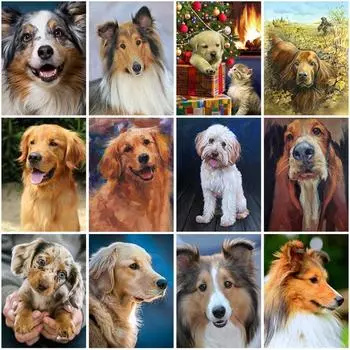 DIY 5D алмазная живопись, полная круглая дрель, смола, вышивка крестиком, собака, художественная мозаика, Алмазная вышивка, домашний декор, настенное искусство, подарок Full Round 20x30CM