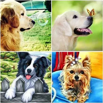 DIY 5D алмазная живопись, полная круглая дрель, вышивка крестом, собака, художественная картина, мозаика, алмазная вышивка, настенное искусство, украшение дома, подарок Full Round 20x20CM
