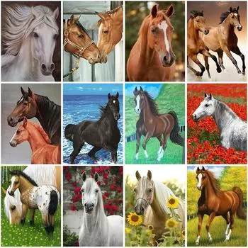 DIY 5D алмазная живопись полная круглая дрель лошадь Алмазная вышивка наборы для вышивки крестом животные мозаика стены книги по искусству подарок домашний декор Full Round 20x30CM