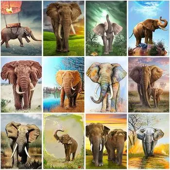 Diy 5d алмазная живопись полная круглая дрель животное Новое поступление Алмазная вышивка слон украшения вышивка крестиком искусство домашний декор Full Round 20x30CM