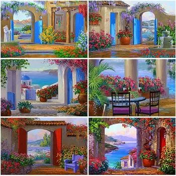 DIY 5D алмазная живопись, полная круглая дрель, пейзаж из смолы, алмазная художественная вышивка, цветочный дом, вышивка крестиком, ремесла, домашний декор Full Round 15x20CM