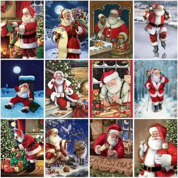 Diy 5D алмазная живопись полная круглая дрель Санта-Клаус вышивка крестиком Рождественский подарок стразы настенное искусство домашний декор Full Round 20x30CM